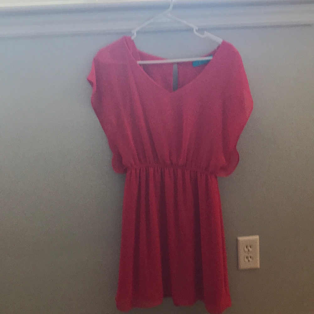 Open back coral dress